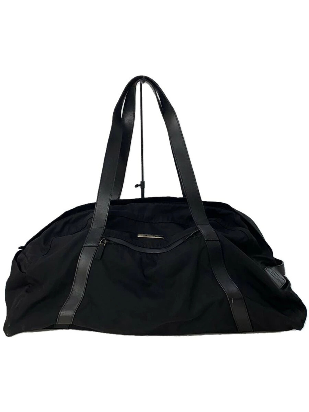 Gucci black leather trim duffel Boston bag dual structured leather